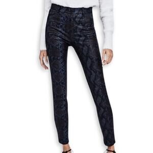 Zara Trafaluc Jeggings Snake Skin Print Pull On Skinny Leg Fit Black W 28